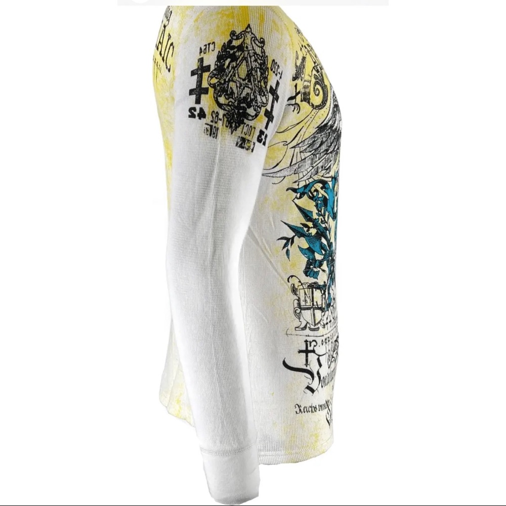 Archaic by Affliction Men's Thermal Shirt CYANIDE Eagle Biker White - Picture 7 of 9